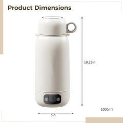 Stainless Steel 1L Car Kettle, Portable Electric Water Boiler with Charging Cable & Straps for Travel & Office