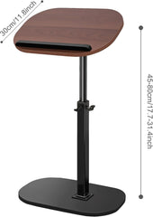 C Shaped End Table, Adjustable Height Side Table, Night Stand with 2-Tier Storage Shelf, Small Side Table for Couch, Sofa Table with Metal Frame for Living Room, Bedroom, Bedside Wooden Color