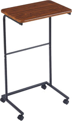 Rainmae C Table with Wheels, Easy to Move, Sturdy C Shaped Side Table for Couch, Rustic Coffee Tables with Metal Frame, Small TV Tray for Living Room Sofa End Table, Bedside Table for Bedroom