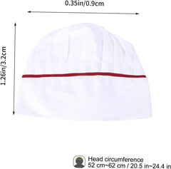 Breathable Cotton-Polyester Chef Hat Unisex Kitchen Cooking Cap for Restaurant Staff Comfortable Workwear Classic White with Red Pattern Design