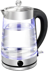 Electric Glass Kettle 2L with Stainless Steel Filter, 1000W, Auto Shutoff, Boil-Dry Protection, Perfect Pour Spout for Coffee, Tea & Beverages