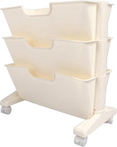 Pomya Mobile Bookshelf, Removable Bookcase Large Capacity 3 Tier 360° Rotation for Libraries for Office (White)