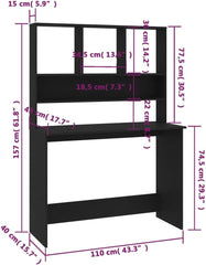 Desk Black Engineered Wood Home Office Desk with Storage Shelves, Computer Desk Writing Work Table for Gaming, Study, Home, Office, Small Space