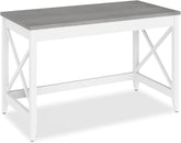 Farmhouse Writing Desk 47 Inch Gray Finish Rustic Modern Office Table Compact Computer Desk Minimalist Home Workstation Wooden Surface for Study Bedroom Studio or Home Office