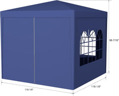 10"x10" Outdoor Party Tent with 4 Removable Walls, Heavy Duty Gazebo Canopy for Weddings, Events, and Backyard Gatherings, Blue