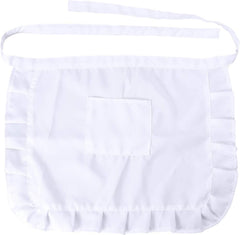 Aprons With Pockets Short Waist Kitchen Apron Lace Half Waist Bib Maid Costume With Pocket Half Apron Cover Kitchen Party Apron