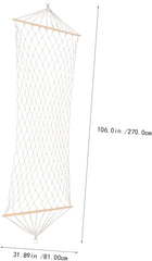 Beige Dirt-Resistant Camping Hanging Bed Hammock with Stick Sturdy Single-Person Mesh Outdoor Swing for Garden and Indoor Relaxation