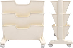 Multilayer Bookcase, Easy Assembly Removable Bookcase, 3 Tiers Spacesaving, 4 Wheels for School Dormitory (White)