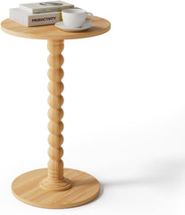 Drink Table, Drink Tables for Small Spaces, Modern Accent Nightstand with Solid Wood Leg for Living Room, Bedroom, Bathroom (1, Rustic Walnut)