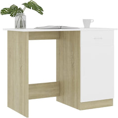 High Gloss Grey Engineered Wood Desk Rectangular Modern Writing Table with Spacious Work Surface and Clever Storage for Home Office