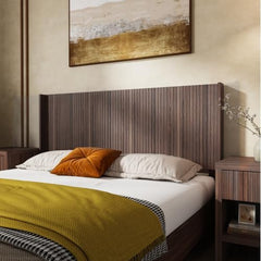 Anwick Boho King Size Headboard Only, 80.2'' Wide Wood Headboard King, Modern Farmhouse Head Board, Wall Mounted Headboards, Fluted Panel, Wingback Head Boards (Walnut, New)