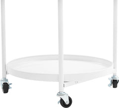 Bar Cart 3-Tier Home Bar Serving Cart with 4 Lockable Universal Wheels, Metal Rolling Cart Mobile Storage Shelf for Kitchen, Living Room, Bedroom, Bathroom, 18.0" D x 16.0" W x 30.7" H (White)