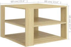Coffee Table Sonoma Oak 23.6"x23.6"x15.7" Engineered Wood, Centerpiece Table, Center Table, End Table, Tea Table for Living Room