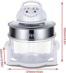 FIKNEE Electric Air Fryer, 12L Turbo Convection Oven Roaster Steamer, Infrared Healthy Meal Electric Cooker for French Fries & Chips (17L)