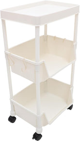 Movable Bookshelf Wheels Rolling Bookcase Storage Cart for Living Room