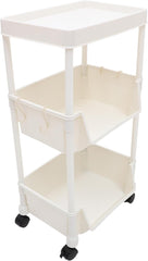 Movable Bookshelf Wheels Rolling Bookcase Storage Cart for Living Room