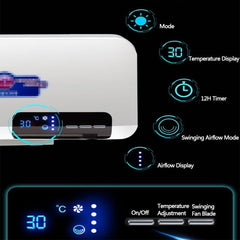 Wall Mount Heater 2000W Heating Portable Heater With 12H Timer Control 3-level adjustment,For Bedroom Living Room Bathroom