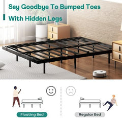 Floating Bed Frame Full Size with Smart LED Lights - Modern Metal Platform Bed,Soundless, Easy Assembly No Box Spring Needed