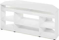 Furinno Econ Easy Assembly 4-Tier Petite Entertainment Center TV Stand for TV up to 25 Inch with Stainless Steel Tubes, White Oak/Chrome