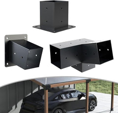 Pergola Bracket Kit, 4''x4''(Inner Size 3.5x3.5), 1/3-Way Corner Bracket Woodworks DIY Post Base Kit, 15° 3-Way Tilt Roof Gazebo Bracket Kit For Gazebos, Patio Pergolas, Log Cabin Outdoor(C)