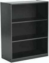 3-Shelf Bookcase, True Black Oak, Adjustable Shelves, Particle Board and MDF Construction, 24.8x11.65x31.65 Inches, Storage for Books and Collectibles
