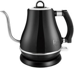 1.2L Electric Kettle, Colorful 304 Stainless Steel Gooseneck 1500W Household Quick Heating Electric Boiling Tea Pot, Black