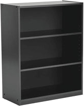 3-Shelf Bookcase, True Black Oak, Adjustable Shelves, Particle Board and MDF Construction, 24.8 x 11.65 x 31.65 Inches, Storage for Books and Collectibles
