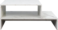 espidoo Modern Coffee Table with Architectural Shape: Unique Design White End Table - Creative Studio Furniture for Reception Areas & Workspace Storage