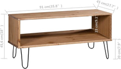 Scandinavian Style Solid Pine Wood Coffee Table with Built-in Storage Shelf, Minimalist Design for Living Room or Office Use, Durable and Functional Furniture Piece