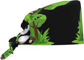 Cleaning Working Cap Panda in Green Manor Printed Chef Hat for Women & Men, Adjustable, Breathable