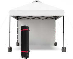 10x10 Pop Up Tent, Pop Up Canopy with Sidewall, UPF 50+, Easy to Set Up Outdoor Canopy, Adjustable Portable Gazebo for Parties, Camping, Gazebo with Wheel Cover Bag, 4 Sand Bags, 4 Ropes and 8 Spikes
