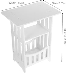 White Hollow Bedside Table Small Side Table for Bedroom and Living Versatile Nightstand with Lower Shelf for Books and Essentials Compact Modern Dressing for Sofa and Organization