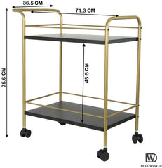 Premium Metal Kitchen Serving Trolley with Wheels Barcart Trolley, Serving Trolley, Utility Cart with Wheels for Kitchen, Dining Room, bar or Living Room (Black and Gold) Multicolour