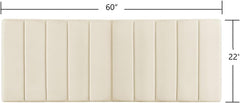 24KF Cream Wall Mounted Vertical Channel Design King Headboard, Soft Comfortable Velvet Padded King/CA King Size Headboard