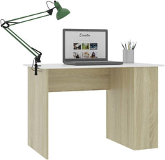 White Computer Desk with Shelves 43.3 Inch Small Office Desk for Home Compact Study Table Engineered Wood Workstation for Small Spaces Bedroom Dorm