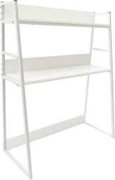 Computer Desktop Bookcase, 2-Tier Desk Hutch, Multipurpose Countertop Storage Hutch, Triangular Desktop Bookshelf for Home Dorm Office, White (Drawers, 36“ x 7" x 30.7")