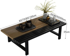 Modern Coffee Table, Italian Design, Dark Wood Top with Black Metal Frame, 25-inch Height