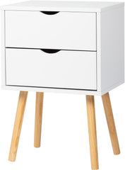 Nightstand, End Table, Side Table with 2 Drawers, Wood Accent Table with Storage for Bedroom