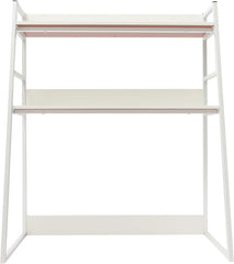 Computer Desktop Bookcase, 2-Tier Desk Hutch, Multipurpose Countertop Storage Hutch, Triangular Desktop Bookshelf for Home Dorm Office, White (Drawers, 36“ x 7" x 30.7")