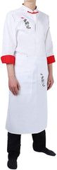 Vintage Unisex Cook Chef Jacket Long Sleeve with Apron humidity Absorption Strip Retro Button Practical Pocket 2Pcs Set Male Female Cotton White Black L XXL Kitchen Resta (L:165-175)