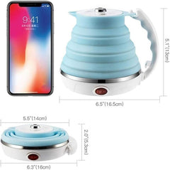 Folding electric kettle, Travel Kettle,Collapsible Water Boiler for Coffee Tea- Food Grade Silicone - Dual Voltage 110-220V, Detachable Power Cord 550ML