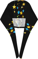 Cleaning Working Cap Beautiful Star Wind Chimes Printed Chef Hat for Women & Men, Adjustable, Breathable Black