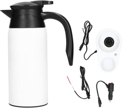 800ml Electric Car Kettle Large Capacity Portable Water Heater Pot with Insulation, Intelligent Voltage Recognition(B-Black)