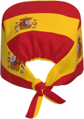 Cleaning Working Cap Spanish Flag Printed Chef Hat for Women & Men, Adjustable, Breathable Black