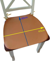 Imitation Leather Dining Chair Cushion, 16.9 * 15.7inch Waterproof Non-Slip Seat Cushion, Dining Room Kitchen Chair Pad with Ties