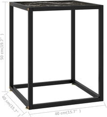 Coffee Table,Storage Table Dinner Table Side Table Sofa Table Parlor Table with Storage Function Suitable for Tea Room Office Living Room Black with Black Marble Glass 15.7"x15.7"x19.7"
