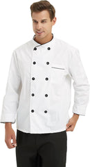TopTie Custom Long Sleeve Chef Coat Personalized Printed Unisex Chef Jacket Uniform