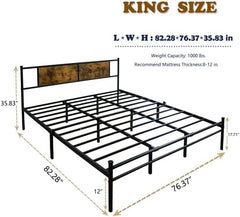 Full Size Bed Frames with Headboard and Footboard, Platform Bed Frame with Metal Slats Support, No Box Spring Needed, Bedframe with Brown Headboard for Adults, Teenagers and Kids (Full)