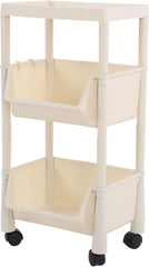 Zerodis Rolling Storage Organizer, Removable Movable Unique Bookcase with Removable Hooks Large Capacity Mobile Utility Cart for Students in Home School (Three Layers with Cover/)