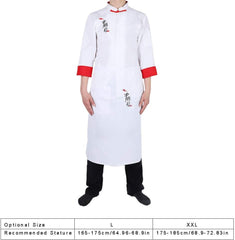 Vintage Unisex Cook Chef Jacket Long Sleeve with Apron humidity Absorption Strip Retro Button Practical Pocket 2Pcs Set Male Female Cotton White Black L XXL Kitchen Resta (XXL:175-185)